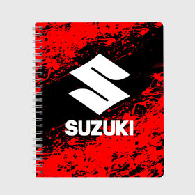 Тетрадь с принтом SUZUKI (1) в Новосибирске, 100% бумага | 48 листов, плотность листов — 60 г/м2, плотность картонной обложки — 250 г/м2. Листы скреплены сбоку удобной пружинной спиралью. Уголки страниц и обложки скругленные. Цвет линий — светло-серый
 | suzuki | авто | автомобиль | сузуки