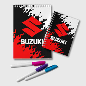 Блокнот с принтом SUZUKI (2) в Новосибирске, 100% бумага | 48 листов, плотность листов — 60 г/м2, плотность картонной обложки — 250 г/м2. Листы скреплены удобной пружинной спиралью. Цвет линий — светло-серый
 | Тематика изображения на принте: suzuki | авто | автомобиль | сузуки