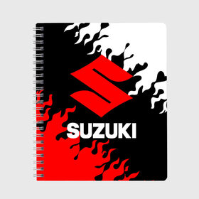 Тетрадь с принтом SUZUKI (2) в Новосибирске, 100% бумага | 48 листов, плотность листов — 60 г/м2, плотность картонной обложки — 250 г/м2. Листы скреплены сбоку удобной пружинной спиралью. Уголки страниц и обложки скругленные. Цвет линий — светло-серый
 | suzuki | авто | автомобиль | сузуки