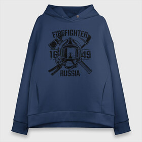 Женское худи Oversize хлопок с принтом FIREFIGHTER RUSSIA в Новосибирске, френч-терри — 70% хлопок, 30% полиэстер. Мягкий теплый начес внутри —100% хлопок | боковые карманы, эластичные манжеты и нижняя кромка, капюшон на магнитной кнопке | 112 | 23 февраля | 27 декабря | firefighter | герб | гкчс | знак | лого | логотип | министерство | мчс | мчс россии | мчсник | по чрезв | пожарная охрана | пожарник | пожарный | пч | россии | рф | символ | ситуации