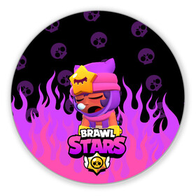 Коврик для мышки круглый с принтом Sandy BRAWL STARS в Новосибирске, резина и полиэстер | круглая форма, изображение наносится на всю лицевую часть | Тематика изображения на принте: brawl stars | brawl stars sandy | legendary brawler | leon | leon shark | sandy | shark | stars | акула | бравл стар сэнди | леон акула | сенди | сэнди