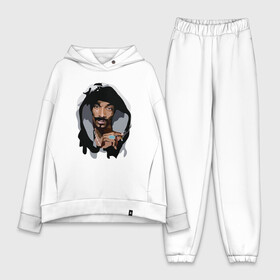 Женский костюм хлопок Oversize с принтом Snoop Dogg в Новосибирске,  |  | 2pac | black | dog | dr dre | hip hop | rap | snoop dogg | west coast | гангстер | микрофон | музыка | рифма | рэп | рэпер | снуп дог | собака | хип хоп