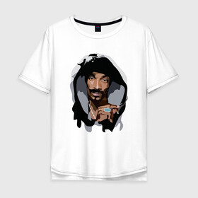 Мужская футболка хлопок Oversize с принтом Snoop Dogg в Новосибирске, 100% хлопок | свободный крой, круглый ворот, “спинка” длиннее передней части | 2pac | black | dog | dr dre | hip hop | rap | snoop dogg | west coast | гангстер | микрофон | музыка | рифма | рэп | рэпер | снуп дог | собака | хип хоп