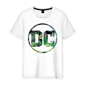 Мужская футболка хлопок с принтом Green Lantern в Новосибирске, 100% хлопок | прямой крой, круглый вырез горловины, длина до линии бедер, слегка спущенное плечо. | dc | green lantern | shtatjl | зеленый фонарь | лига справедливости | логотип