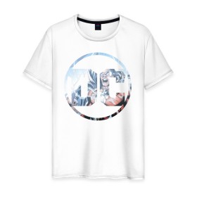 Мужская футболка хлопок с принтом Shazam в Новосибирске, 100% хлопок | прямой крой, круглый вырез горловины, длина до линии бедер, слегка спущенное плечо. | dc | shazam | shtatjl | логотип | шазам