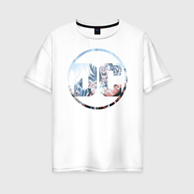 Женская футболка хлопок Oversize с принтом Shazam в Новосибирске, 100% хлопок | свободный крой, круглый ворот, спущенный рукав, длина до линии бедер
 | dc | shazam | shtatjl | логотип | шазам