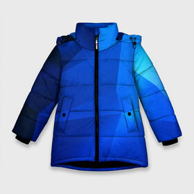 Зимняя куртка для девочек 3D с принтом SHADES OF BLUE в Новосибирске, ткань верха — 100% полиэстер; подклад — 100% полиэстер, утеплитель — 100% полиэстер. | длина ниже бедра, удлиненная спинка, воротник стойка и отстегивающийся капюшон. Есть боковые карманы с листочкой на кнопках, утяжки по низу изделия и внутренний карман на молнии. 

Предусмотрены светоотражающий принт на спинке, радужный светоотражающий элемент на пуллере молнии и на резинке для утяжки. | geometry | kaleidoscope | pattern | pilygon | polyscape | space | textures | tie dye | абстракт | броня | вселенная | геометрия | города | каледоскоп | космос | паттерн | полигон | полискейп | природа | тай дай | текстура | текстуры