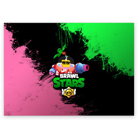 Поздравительная открытка с принтом СПРУТ BRAWL STARS в Новосибирске, 100% бумага | плотность бумаги 280 г/м2, матовая, на обратной стороне линовка и место для марки
 | brawl | brawl stars | brawl stars sprout | clash | sprout | tropical sprout | бравл старс | игра | мобильные игры | спраут | тропический спрут