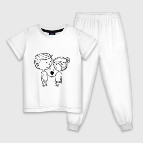 Детская пижама хлопок с принтом Пара в Новосибирске, 100% хлопок |  брюки и футболка прямого кроя, без карманов, на брюках мягкая резинка на поясе и по низу штанин
 | девочка | картинки | любовь | мальчик | отношения | пара | прикольные | сердца