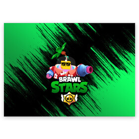 Поздравительная открытка с принтом SPROUT BRAWL STARS в Новосибирске, 100% бумага | плотность бумаги 280 г/м2, матовая, на обратной стороне линовка и место для марки
 | brawl | brawl stars | brawl stars sprout | clash | sprout | tropical sprout | бравл старс | игра | мобильные игры | спраут | тропический спрут