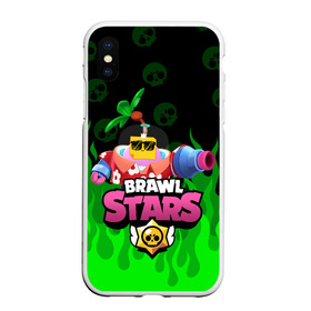 Чехол для iPhone XS Max матовый с принтом СПРАУТ BRAWL STARS в Новосибирске, Силикон | Область печати: задняя сторона чехла, без боковых панелей | brawl | brawl stars | brawl stars sprout | clash | sprout | tropical sprout | бравл старс | игра | мобильные игры | спраут | тропический спрут