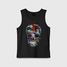 Детская майка хлопок с принтом Skull в Новосибирске,  |  | color | fashion | grin | jaw | orbits | paint | skull | teeth | vanguard | глазницы | зубы | краска | мода | оскал | пасть | цвет | череп