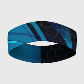 Повязка на голову 3D с принтом ABSTRACT BLUE в Новосибирске,  |  | abstraction | geometry | hexagon | neon | paints | stripes | texture | triangle | абстракция | брызги | геометрия | краски | неон | неоновый | соты | текстура