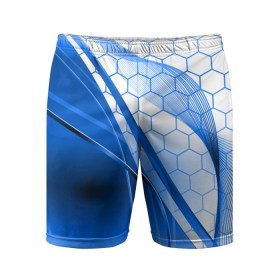 Мужские шорты спортивные с принтом ABSTRACT BLUE в Новосибирске,  |  | abstraction | geometry | hexagon | neon | paints | stripes | texture | triangle | абстракция | брызги | геометрия | краски | неон | неоновый | соты | текстура