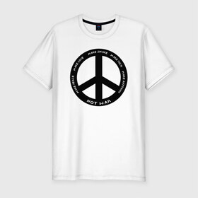 Мужская футболка хлопок Slim с принтом Pacific в Новосибирске, 92% хлопок, 8% лайкра | приталенный силуэт, круглый вырез ворота, длина до линии бедра, короткий рукав | hippie | love | pacific | peace | любовь | мир | пацифик | хиппи