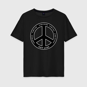 Женская футболка хлопок Oversize с принтом Pacific в Новосибирске, 100% хлопок | свободный крой, круглый ворот, спущенный рукав, длина до линии бедер
 | hippie | love | pacific | peace | любовь | мир | пацифик | хиппи