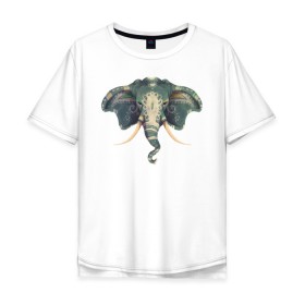 Мужская футболка хлопок Oversize с принтом Elephant в Новосибирске, 100% хлопок | свободный крой, круглый ворот, “спинка” длиннее передней части | art | elephant | арт | слон