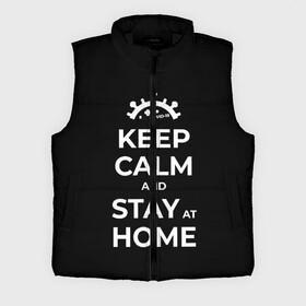 Мужской жилет утепленный 3D с принтом Keep calm and stay at home в Новосибирске,  |  | covid | covid 19 | keep calm | stay home | stayhome | коронавирус