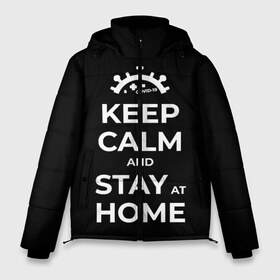 Мужская зимняя куртка 3D с принтом Keep calm and stay at home в Новосибирске, верх — 100% полиэстер; подкладка — 100% полиэстер; утеплитель — 100% полиэстер | длина ниже бедра, свободный силуэт Оверсайз. Есть воротник-стойка, отстегивающийся капюшон и ветрозащитная планка. 

Боковые карманы с листочкой на кнопках и внутренний карман на молнии. | covid | covid 19 | keep calm | stay home | stayhome | коронавирус