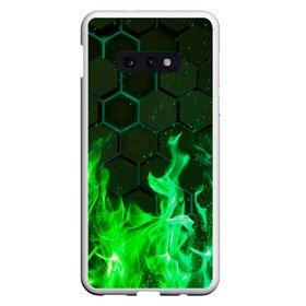 Чехол для Samsung S10E с принтом Fire в Новосибирске, Силикон | Область печати: задняя сторона чехла, без боковых панелей | Тематика изображения на принте: fire | psicodelic | абстрактный | абстракция | зелёный | зеленый огонь | калейдоскоп | огонь | пламя | пламя космос | психоделика | радужный | разводы красок | северное сияние | фракталы