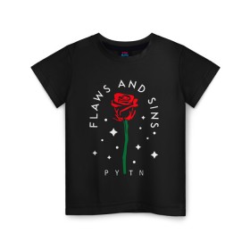 Детская футболка хлопок с принтом PYTN X ROSE (НА СПИНЕ). в Новосибирске, 100% хлопок | круглый вырез горловины, полуприлегающий силуэт, длина до линии бедер | payton | payton moormeie | pytn | rose | блогер | знаменитость | пейтон | пейтон моормиер | тиктоенр