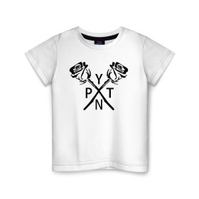 Детская футболка хлопок с принтом PYTN X ROSE. в Новосибирске, 100% хлопок | круглый вырез горловины, полуприлегающий силуэт, длина до линии бедер | payton | payton moormeie | pytn | rose | блогер | знаменитость | пейтон | пейтон моормиер | тиктоенр