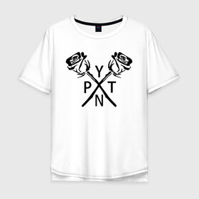 Мужская футболка хлопок Oversize с принтом PYTN X ROSE. в Новосибирске, 100% хлопок | свободный крой, круглый ворот, “спинка” длиннее передней части | payton | payton moormeie | pytn | rose | блогер | знаменитость | пейтон | пейтон моормиер | тиктоенр