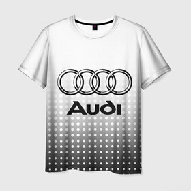 Мужская футболка 3D с принтом Audi в Новосибирске, 100% полиэфир | прямой крой, круглый вырез горловины, длина до линии бедер | audi | audi лого | audi марка | audi эмблема | ауди | ауди значок | ауди лого | ауди чб значок | ауди эмблема | значок audi | лого автомобиля | логотип audi | логотип ауди | черно белый
