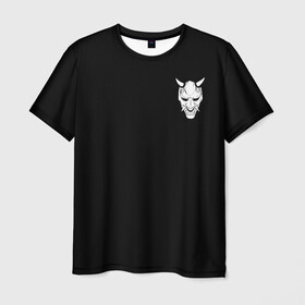 Мужская футболка 3D с принтом Демон Они (Принт на спине) в Новосибирске, 100% полиэфир | прямой крой, круглый вырез горловины, длина до линии бедер | cyberpunk | demon | japan | kyoto | oni | tokyo | аниме | демон | киберпанк | маска | они | стиль | ханья | япония | японский