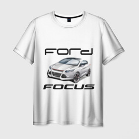 Мужская футболка 3D с принтом FORD в Новосибирске, 100% полиэфир | прямой крой, круглый вырез горловины, длина до линии бедер | Тематика изображения на принте: focus | ford | авто | гонки | машина | тачка | фокус | форд