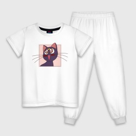 Детская пижама хлопок с принтом Luna, Sailor Moon в Новосибирске, 100% хлопок |  брюки и футболка прямого кроя, без карманов, на брюках мягкая резинка на поясе и по низу штанин
 | 90s | cat | cute | kawaii | kitty | luna | sailor moon | usagi tsukino | аниме | каваии | кавай | кот | котики | луна | манга | марс | меркурий | милота | сейлор | сейлор мун | усаги цукино