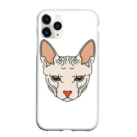 Чехол для iPhone 11 Pro матовый с принтом Сфинкс в Новосибирске, Силикон |  | Тематика изображения на принте: арт | животные | картинка | лысая кошка | лысый кот | мультяшный принт | нарисованная кошка | нарисованный кот | принт | рисунок | сфинкс