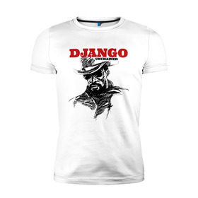 Мужская футболка премиум с принтом Django в Новосибирске, 92% хлопок, 8% лайкра | приталенный силуэт, круглый вырез ворота, длина до линии бедра, короткий рукав | django | tarantino | джанго | джанго освобожденный | тарантино