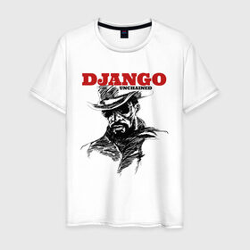 Мужская футболка хлопок с принтом Django в Новосибирске, 100% хлопок | прямой крой, круглый вырез горловины, длина до линии бедер, слегка спущенное плечо. | django | tarantino | джанго | джанго освобожденный | тарантино