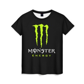 Женская футболка 3D с принтом MONSTER ENERGY в Новосибирске, 100% полиэфир ( синтетическое хлопкоподобное полотно) | прямой крой, круглый вырез горловины, длина до линии бедер | black monster | bmx | claw | cybersport | energy | monster | monster energy | moto | motocross | race | sport | киберспорт | когти | монстер энерджи | монстр | мото | мотокросс | ралли | скейтбординг | спорт | т | энергия