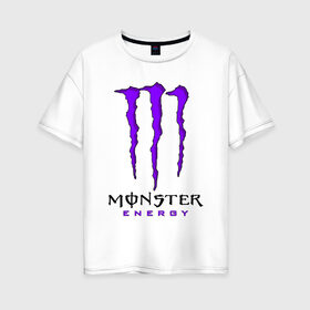 Женская футболка хлопок Oversize с принтом MONSTER ENERGY в Новосибирске, 100% хлопок | свободный крой, круглый ворот, спущенный рукав, длина до линии бедер
 | black monster | bmx | claw | cybersport | energy | monster | monster energy | moto | motocross | race | sport | киберспорт | когти | монстер энерджи | монстр | мото | мотокросс | ралли | скейтбординг | спорт | т | энергия