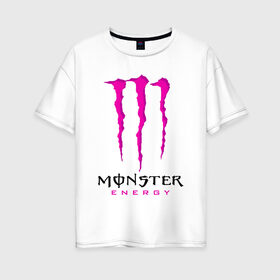 Женская футболка хлопок Oversize с принтом MONSTER ENERGY в Новосибирске, 100% хлопок | свободный крой, круглый ворот, спущенный рукав, длина до линии бедер
 | black monster | bmx | claw | cybersport | energy | monster | monster energy | moto | motocross | race | sport | киберспорт | когти | монстер энерджи | монстр | мото | мотокросс | ралли | скейтбординг | спорт | т | энергия