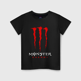 Детская футболка хлопок с принтом MONSTER ENERGY в Новосибирске, 100% хлопок | круглый вырез горловины, полуприлегающий силуэт, длина до линии бедер | black monster | bmx | claw | cybersport | energy | monster | monster energy | moto | motocross | race | sport | киберспорт | когти | монстер энерджи | монстр | мото | мотокросс | ралли | скейтбординг | спорт | т | энергия