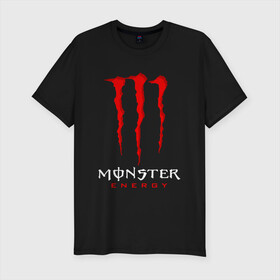 Мужская футболка хлопок Slim с принтом MONSTER ENERGY в Новосибирске, 92% хлопок, 8% лайкра | приталенный силуэт, круглый вырез ворота, длина до линии бедра, короткий рукав | black monster | bmx | claw | cybersport | energy | monster | monster energy | moto | motocross | race | sport | киберспорт | когти | монстер энерджи | монстр | мото | мотокросс | ралли | скейтбординг | спорт | т | энергия