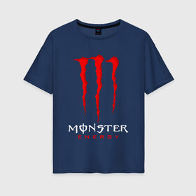 Женская футболка хлопок Oversize с принтом MONSTER ENERGY в Новосибирске, 100% хлопок | свободный крой, круглый ворот, спущенный рукав, длина до линии бедер
 | black monster | bmx | claw | cybersport | energy | monster | monster energy | moto | motocross | race | sport | киберспорт | когти | монстер энерджи | монстр | мото | мотокросс | ралли | скейтбординг | спорт | т | энергия