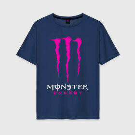 Женская футболка хлопок Oversize с принтом MONSTER ENERGY в Новосибирске, 100% хлопок | свободный крой, круглый ворот, спущенный рукав, длина до линии бедер
 | black monster | bmx | claw | cybersport | energy | monster | monster energy | moto | motocross | race | sport | киберспорт | когти | монстер энерджи | монстр | мото | мотокросс | ралли | скейтбординг | спорт | т | энергия