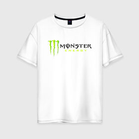 Женская футболка хлопок Oversize с принтом MONSTER ENERGY в Новосибирске, 100% хлопок | свободный крой, круглый ворот, спущенный рукав, длина до линии бедер
 | black monster | bmx | claw | cybersport | energy | monster | monster energy | moto | motocross | race | sport | киберспорт | когти | монстер энерджи | монстр | мото | мотокросс | ралли | скейтбординг | спорт | т | энергия