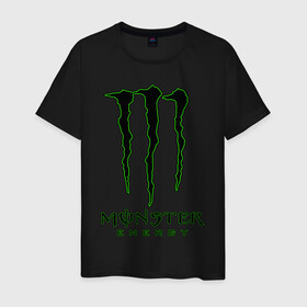 Мужская футболка хлопок с принтом MONSTER ENERGY в Новосибирске, 100% хлопок | прямой крой, круглый вырез горловины, длина до линии бедер, слегка спущенное плечо. | black monster | bmx | claw | cybersport | energy | monster | monster energy | moto | motocross | race | sport | киберспорт | когти | монстер энерджи | монстр | мото | мотокросс | ралли | скейтбординг | спорт | т | энергия