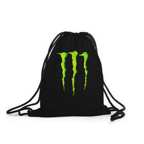 Рюкзак-мешок 3D с принтом MONSTER ENERGY в Новосибирске, 100% полиэстер | плотность ткани — 200 г/м2, размер — 35 х 45 см; лямки — толстые шнурки, застежка на шнуровке, без карманов и подкладки | black monster | bmx | claw | cybersport | energy | monster | monster energy | moto | motocross | race | sport | киберспорт | когти | монстер энерджи | монстр | мото | мотокросс | ралли | скейтбординг | спорт | т | энергия