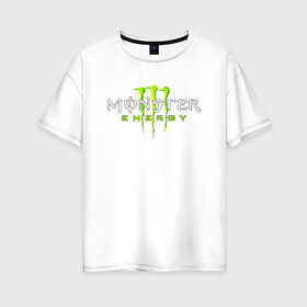 Женская футболка хлопок Oversize с принтом MONSTER ENERGY в Новосибирске, 100% хлопок | свободный крой, круглый ворот, спущенный рукав, длина до линии бедер
 | black monster | bmx | claw | cybersport | energy | monster | monster energy | moto | motocross | race | sport | киберспорт | когти | монстер энерджи | монстр | мото | мотокросс | ралли | скейтбординг | спорт | т | энергия