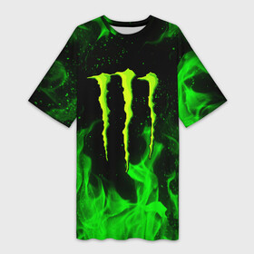 Платье-футболка 3D с принтом MONSTER ENERGY в Новосибирске,  |  | black monster | bmx | claw | cybersport | energy | monster | monster energy | moto | motocross | race | sport | киберспорт | когти | монстер энерджи | монстр | мото | мотокросс | ралли | скейтбординг | спорт | т | энергия