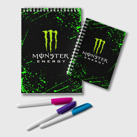 Блокнот с принтом MONSTER ENERGY в Новосибирске, 100% бумага | 48 листов, плотность листов — 60 г/м2, плотность картонной обложки — 250 г/м2. Листы скреплены удобной пружинной спиралью. Цвет линий — светло-серый
 | black monster | bmx | claw | cybersport | energy | monster | monster energy | moto | motocross | race | sport | киберспорт | когти | монстер энерджи | монстр | мото | мотокросс | ралли | скейтбординг | спорт | т | энергия