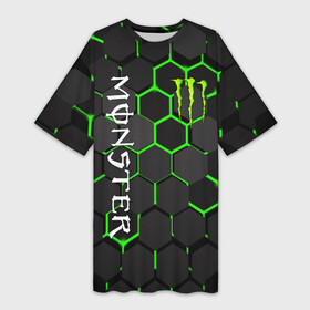 Платье-футболка 3D с принтом MONSTER ENERGY в Новосибирске,  |  | black monster | bmx | claw | cybersport | energy | monster | monster energy | moto | motocross | race | sport | киберспорт | когти | монстер энерджи | монстр | мото | мотокросс | ралли | скейтбординг | спорт | т | энергия