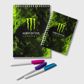 Блокнот с принтом MONSTER ENERGY в Новосибирске, 100% бумага | 48 листов, плотность листов — 60 г/м2, плотность картонной обложки — 250 г/м2. Листы скреплены удобной пружинной спиралью. Цвет линий — светло-серый
 | black monster | bmx | claw | cybersport | energy | monster | monster energy | moto | motocross | race | sport | киберспорт | когти | монстер энерджи | монстр | мото | мотокросс | ралли | скейтбординг | спорт | т | энергия