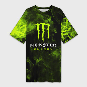 Платье-футболка 3D с принтом MONSTER ENERGY в Новосибирске,  |  | black monster | bmx | claw | cybersport | energy | monster | monster energy | moto | motocross | race | sport | киберспорт | когти | монстер энерджи | монстр | мото | мотокросс | ралли | скейтбординг | спорт | т | энергия